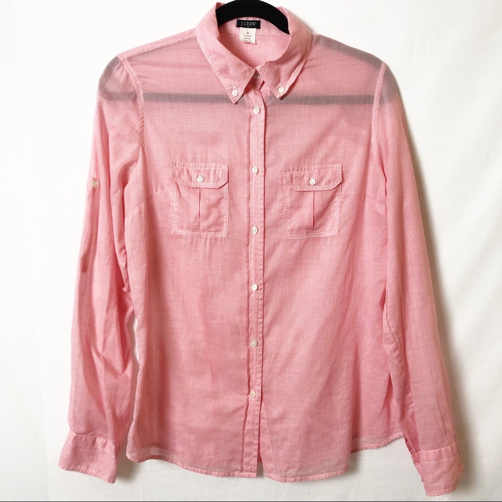 J Crew pink Cotton Button Down Blouse Size M